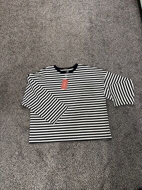 Drop shoulder striped top